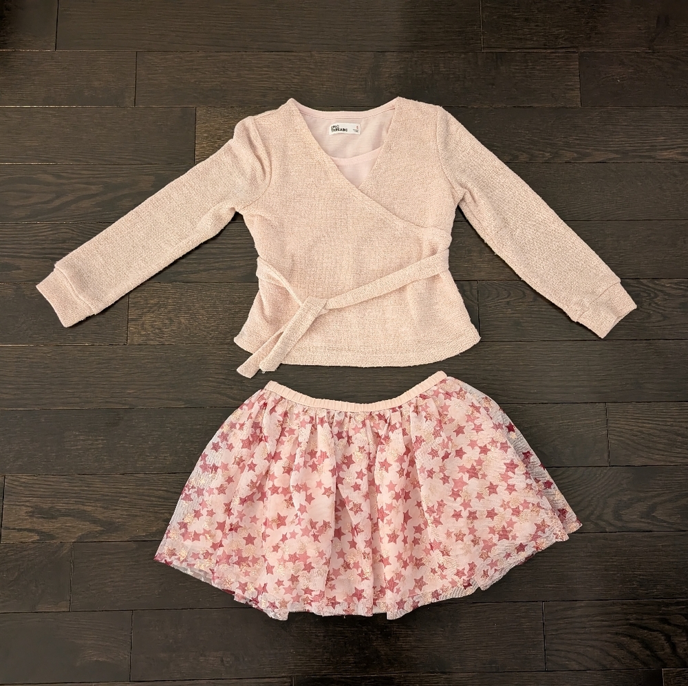 sz:5 Girls Epic Threads Dance Sweater & Tutu/Skirt, Pink Glitter Stars